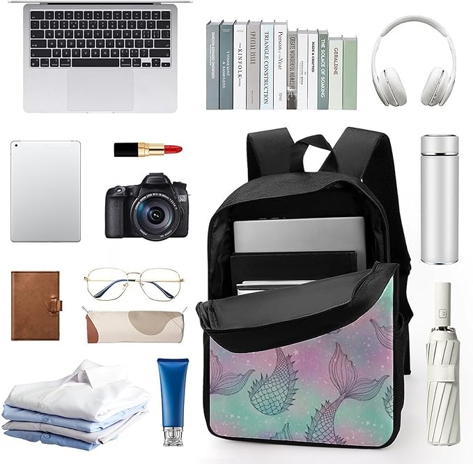 Stylish Outdoor Backpack Gym Bag with Large Capacity for College, Mermaid Tail College Bookbag