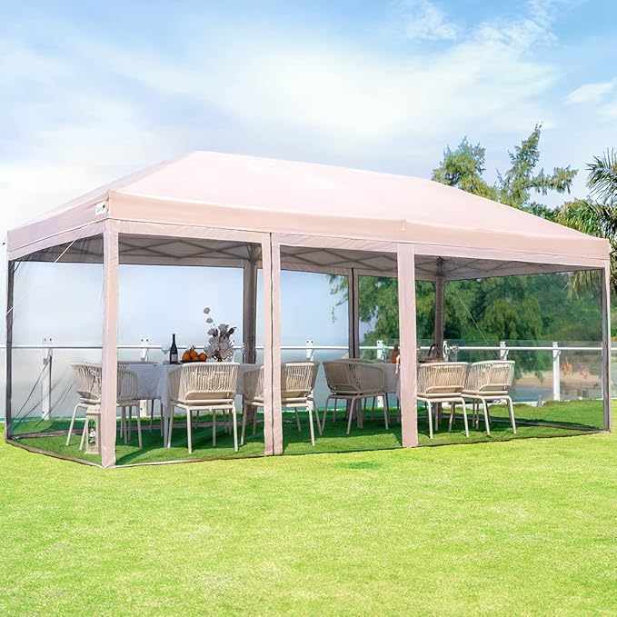 Quictent 10'x20' Pop up Screened Canopy Tent with Mosquito Netting, Portable Easy up Outdoor Screen House Shelter for Patio, Camping and Picnic, Includes Wheeled Carry Bag