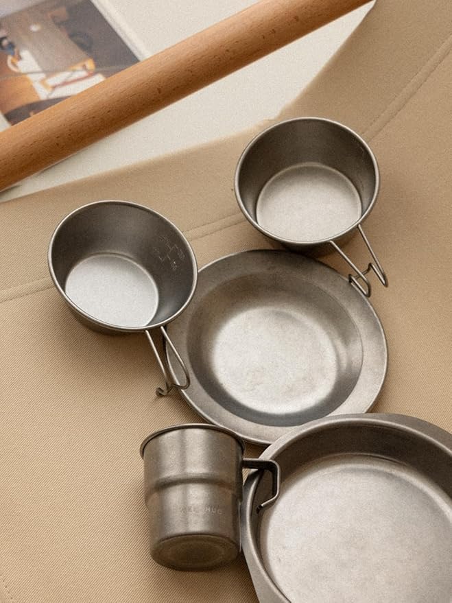 WENSHUO Outdoor Mug,Small Camping Cup,Vintage Stainless Steel,10.14 fl oz (300 ml)