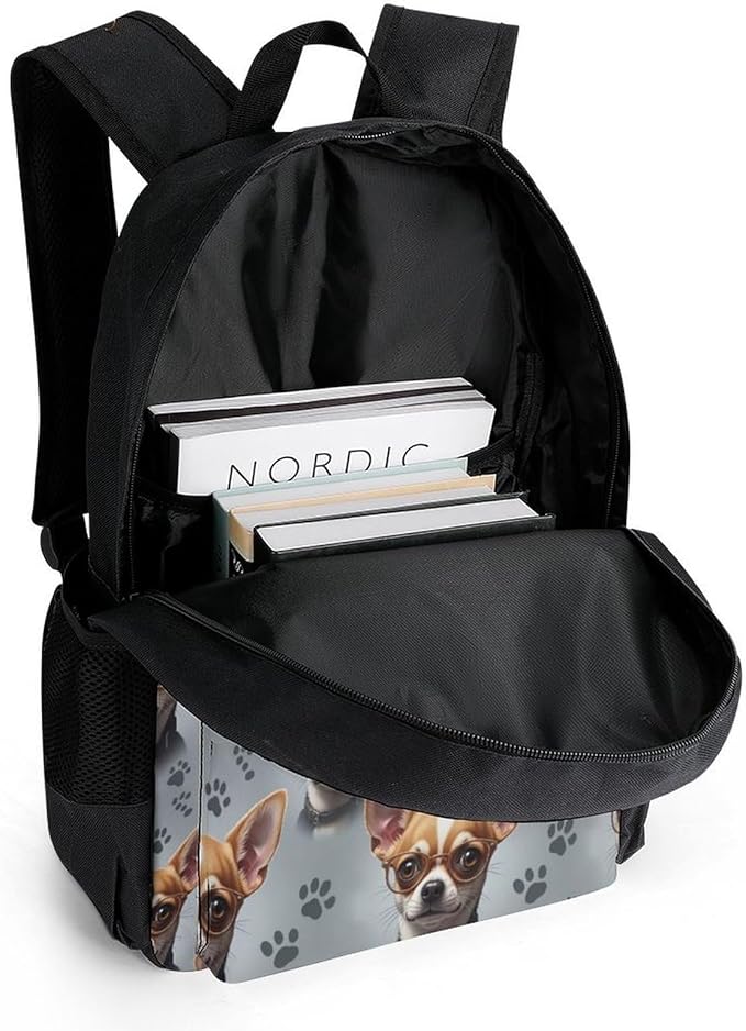 Rucksacks Multipurpose Anti-Theft Big Capacity Bookbag, Funny Chihuahua Dog Art Travel Hiking Camping Rucksack With Padded Straps