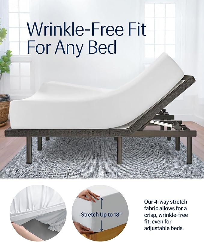 REST® Evercool®+ Starter Sheet Set, TwinXL Size, White, Breathable Bed Sheets for Hot Sleeper and Night Sweats, with Pillowcases, Ionic+ Self-Cleaning Silver Yarn for Sensitive Skin 3PCS No Flat Sheet