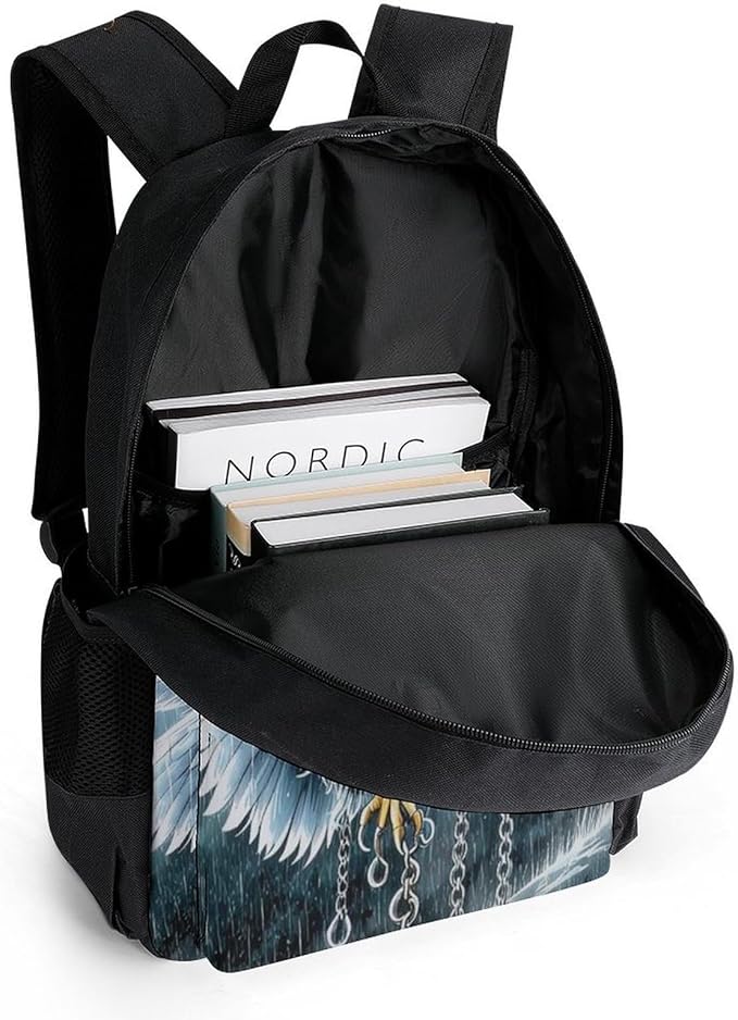 Daypack Backpack Polyester Anti-Theft Multipurpose Eagle In The Rain Bookbag Big Capacity Travel Hiking Camping Rucksack With Smooth Zippers