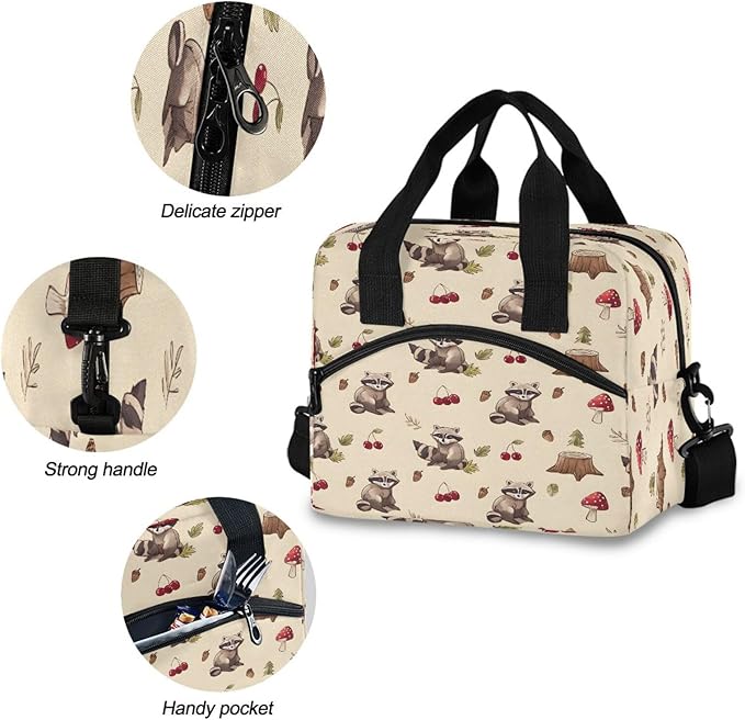 ALAZA Little Brown Bear Pattern Lunch Box for Men Women Adults Insulated Lunch Bag Cooler Bag with Adjustable Shoulder Strap for Work Picnic Travel