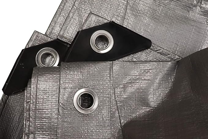 Tent Tarp, Waterproof, Heavy Duty Cover for Swimming Pool, Camping, Truck, Car, Tents, Roof, Boat or Furniture, UV and Tear Resistant, Indoor/Outdoor Silver and Black Tarp, 10' x 12'