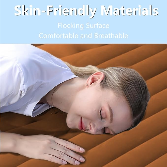 Car Air Mattress for Tesla Model Y, Camping Bed Inflatable Car Bed Mattress Fits SUV RV Truck Backseat Trunk, Portable Foldable Sleeping Pad Tent Mat for Travel Home Brown