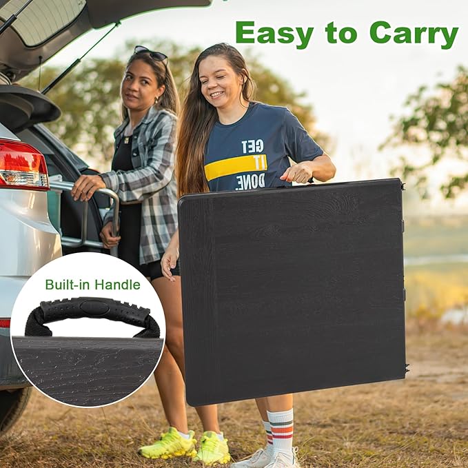 Tangkula 5FT Folding Table, Indoor Outdoor Foldable Plastic Table with HDPE Tabletop, Sturdy Metal Fame, Carrying Handle, 4-6 Person Picnic Table for Camping BBQ Party