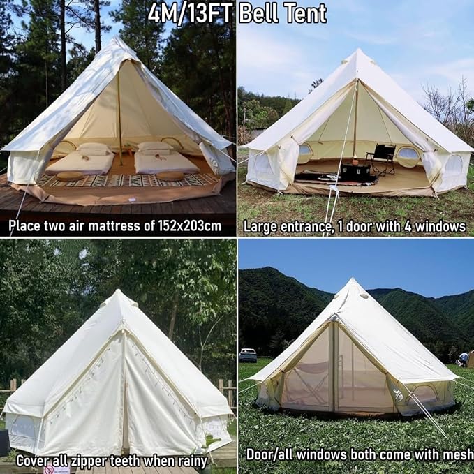 Latourreg Luxury 3M/4M/5M/6M Oxford Bell Tent with Zipped Detachable Groundsheet | Luxury, Zipped, Detachable, Groundsheet
