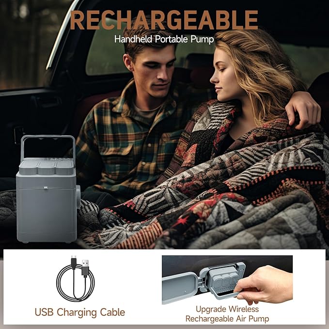 Umbrauto Truck Air Mattress for 6-6.5ft Full Size Truck Bed, Rechargeable Wireless Pump, Upgraded Peach Skin Fabric Top, Pickup Tent Airbed for Outdoor Travel