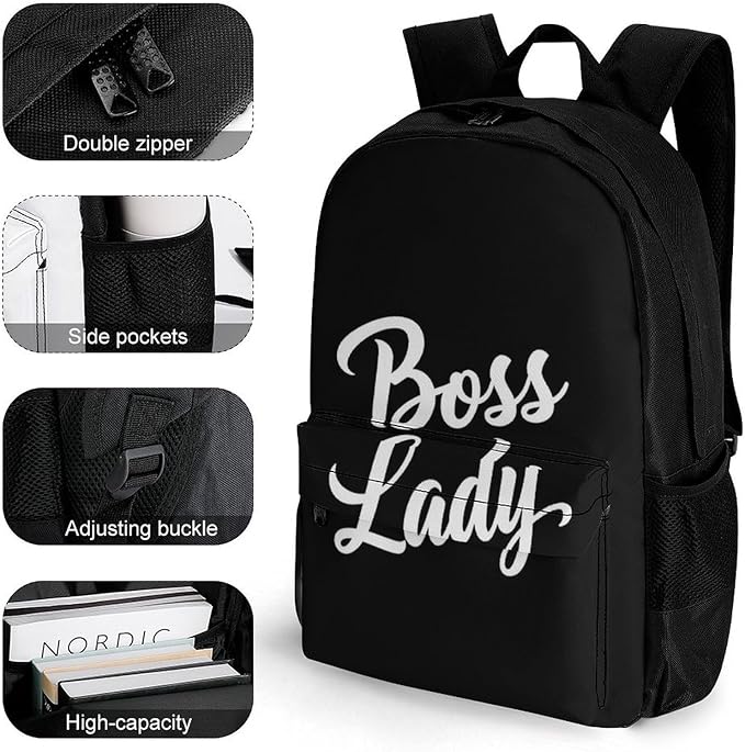 Supdreamc Daypack Lightweight Multipurpose Anti-Theft Boss Lady White Black Shoulder Bag Large Capacity Laptop Book Bag Rucksack With Adjustable Shoulder Straps