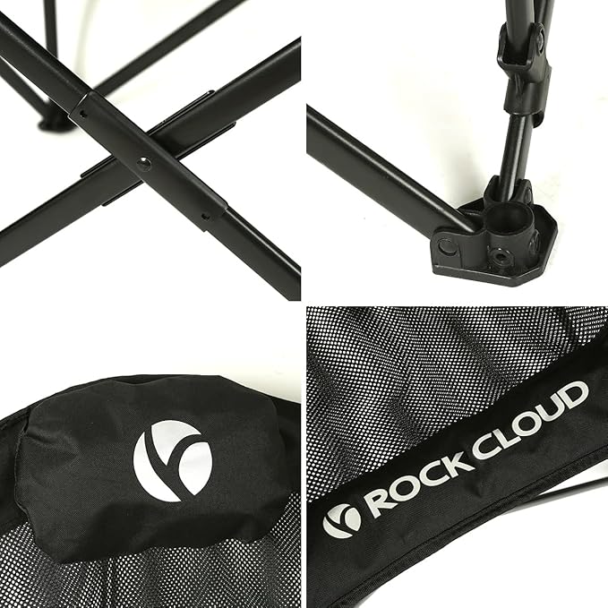 ROCK CLOUD Folding Camping Chair Oversized Padded Moon Chairs Outdoor for Camp Lawn Hiking Fishing Sports, Black