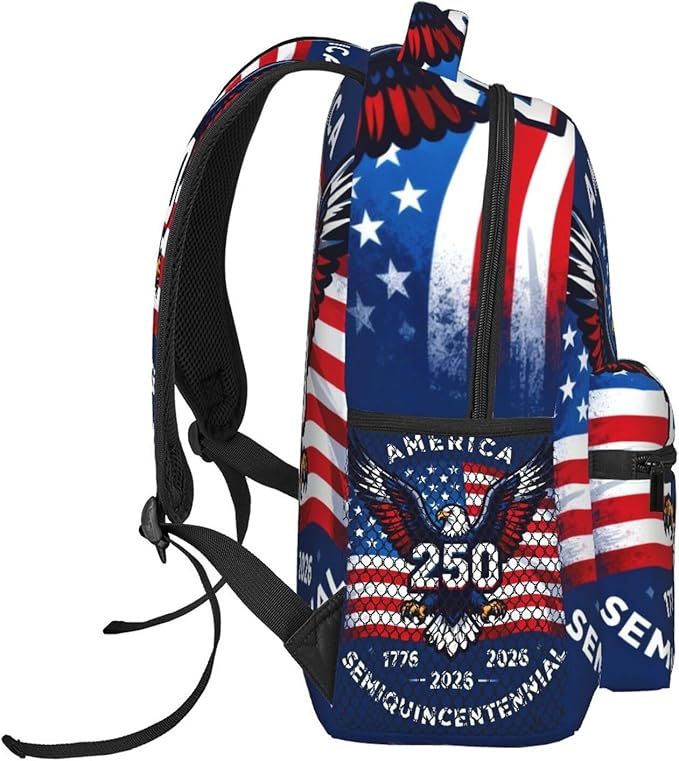 Polyester Daypack Backpack for Trekking Picnic Walking Cycling, Large Capacity Anti-Theft Multipurpose Shoulder Bag, USA 250th Anniversary Patriotic Independence Celebration Art Casual Daypack