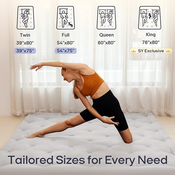 Syrinx Water Resistant Japanese Futon Mattress, Queen Size 80"x60", 2.5 Inch Thick Japanese Floor Mattress Tatami Mat, Foldable Floor Bed Sleeping Pad for Dormitory Guest Room Camping