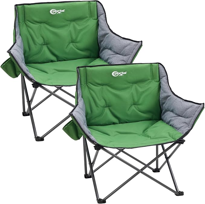 PORTAL 32In Extra Wide Camping Chair for Adults, Oversized Folding Chair with Cup Holder & Carry Bag, Heavy-Duty Outdoor Chair Supports 350 lbs, Portable for Camping, Lawn, Patio
