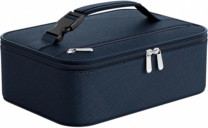 Small Lunch Box Insulated Lunch Bag for Women Men, Bento Kids Lunch Box, Compact Portable Thermal Meal Cooler Bags with Buckle Handle for Work & School, Navy Blue 5L