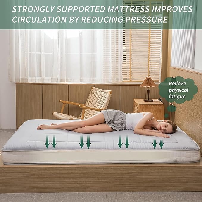 MAXYOYO King Futon Mattress Foam Mattress Topper, Japanese Floor Mattress Foldable Mattress Futon Bed Mattress Pad Guest Bed Mattress, Extra Thick Folding Floor Couch for Adults, Grey King Floor Bed