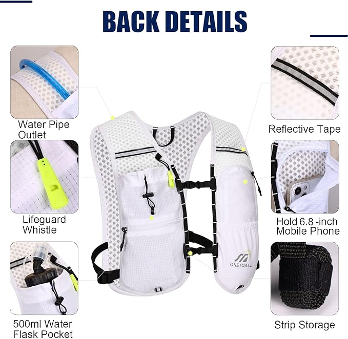 Running Vest for Women & Men, 6L Hydration Backpack with 2L Water Bladder, Lightweight Water Backpack for Trail Running, Marathon, Hiking, Cycling, Jogging, Adjustable Fit
