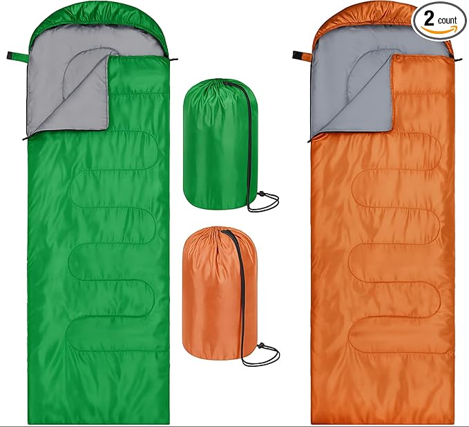 Tudomro 2 Pcs Camping Sleeping Bag for Adults, Lightweight Packable Waterproof Camping Gear Equipment to Keep Warm for Spring Summer Fall Indoor Outdoor Backpacking Hiking Travel