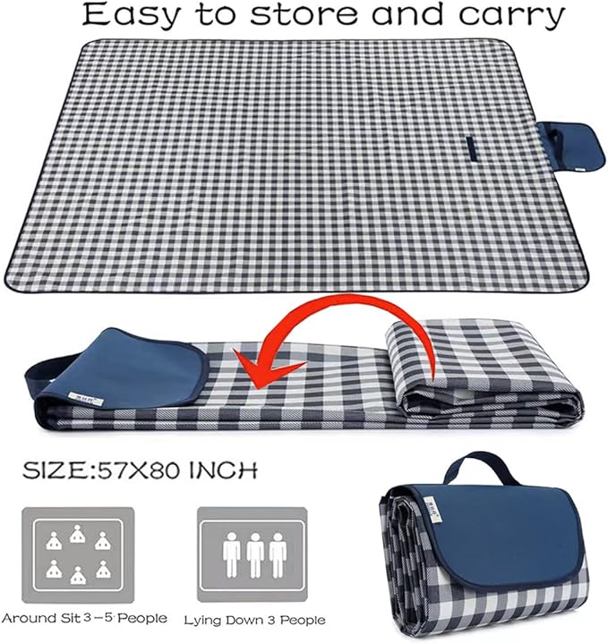 Lchkrep Picnic Blanket Beach Blankets 80"x60" Large Sandproof Waterproof Camping Portable Travel Blanket Play Mat for Outdoor Indoor Family Beach Park Grass,Hiking, Music Festival