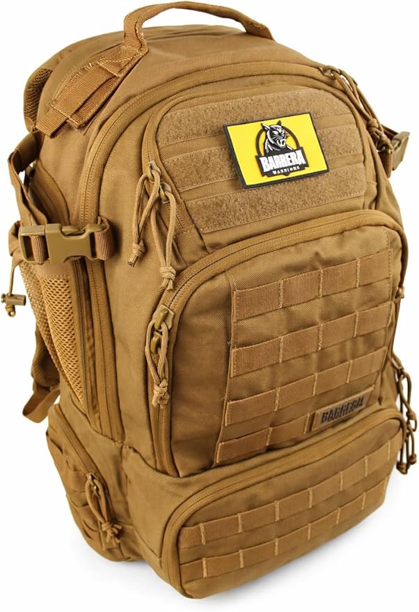 50L Tactical Backpack Military Rucksack - Heavy Duty 1000D Waterproof MOLLE Backpack, Large Capacity 3 Day Assault Bag for Camping, Hiking, Survival, Bug Out Bag (Coyote Brown/ Tan/ Military Tan)