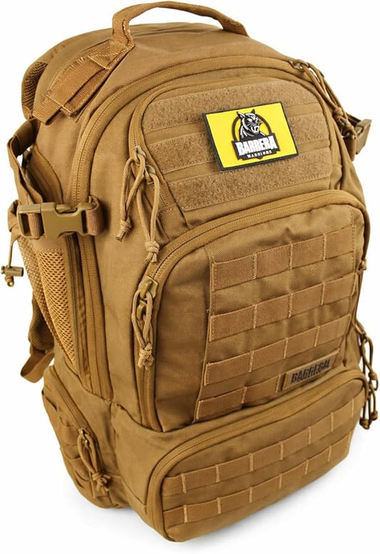 50L Tactical Backpack Military Rucksack - Heavy Duty 1000D Waterproof MOLLE Backpack, Large Capacity 3 Day Assault Bag for Camping, Hiking, Survival, Bug Out Bag (Coyote Brown/ Tan/ Military Tan)