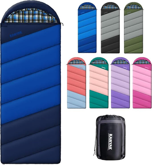 Cotton Flannel Liner Sleeping Bag for Adults Teens Kids, Cold Weather & Warm, 3 Seasons, Lightweight Compact Camping Essentials Equipment, Hiking, Outdoor, Travel