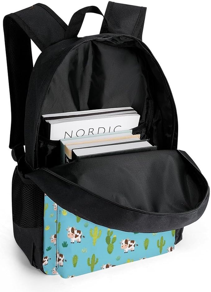Men Women Lightweight Shorthorn Cattle And Cautus Casual Daypack Large Capacity Bookbag With Adjustable Shoulder Straps for Gym Business Bicycle