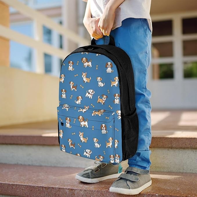 Supdreamc Polyester Daypack Backpack for Trekking Picnic Walking Cycling, Large Capacity Anti-Theft Multipurpose Shoulder Bag, Cute Dog Casual Daypack
