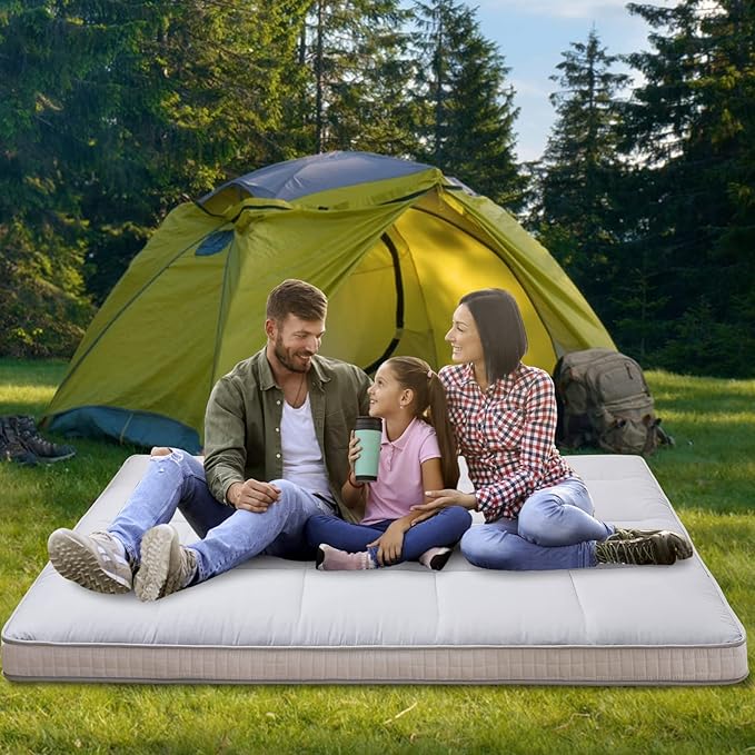 DoCred Queen Size Futon Mattress, Extra Thick Foldable Japanese Floor Mattress Memory Foam Sleeping Pad for Adults, Roll Up Mattress Tatami Mat Breathable Floor Lounger Guest Bed