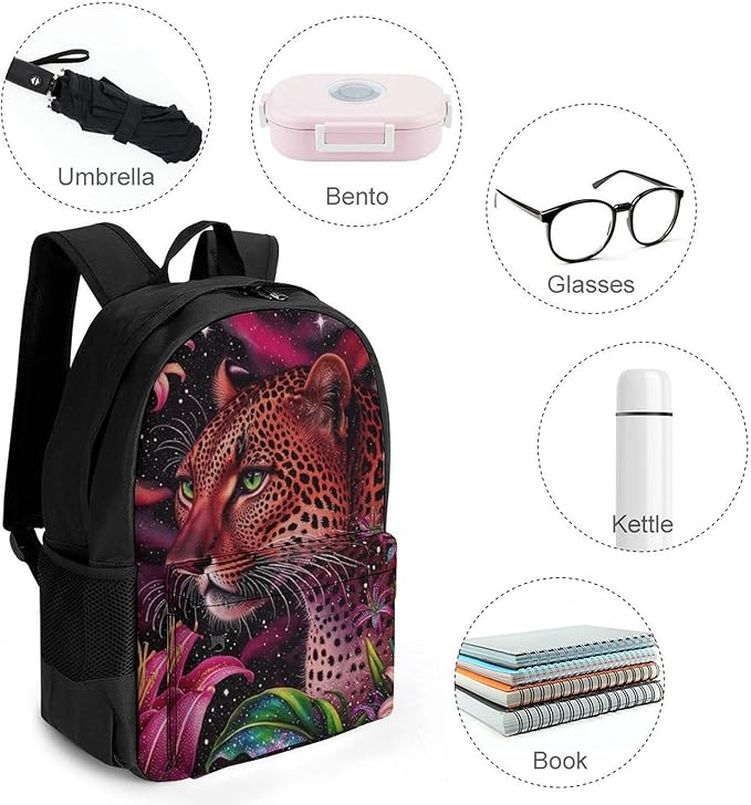 Supdreamc Daypack Lightweight Multipurpose Anti-Theft Beautiful Wild Animal Tiger Abstract Florals Art Shoulder Bag Large Capacity Laptop Book Bag Rucksack With Adjustable Shoulder Straps