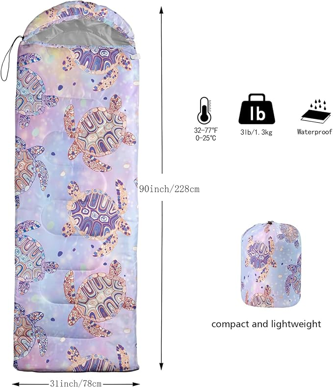 Sleeping Bags for Adults and Kids Camping Sleeping Bags for Girls and Boys Lightweight Waterproof Cold/Warm 3-Season Outdoor Travel with Compression Bags