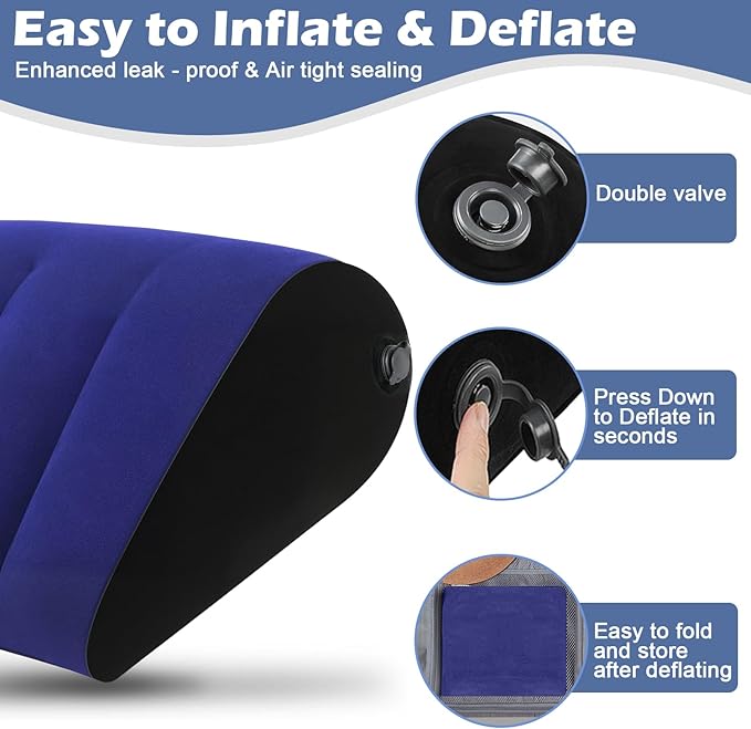 Portable Inflatable Wedge Pillow for Camping - 2Pack Body Positioner Bed Wedge Pillow for Sleeping Support,18in Adjustable Traveling Cushion,Lightweight Bed Leg Elevation Partner Wedges Fast Inflation