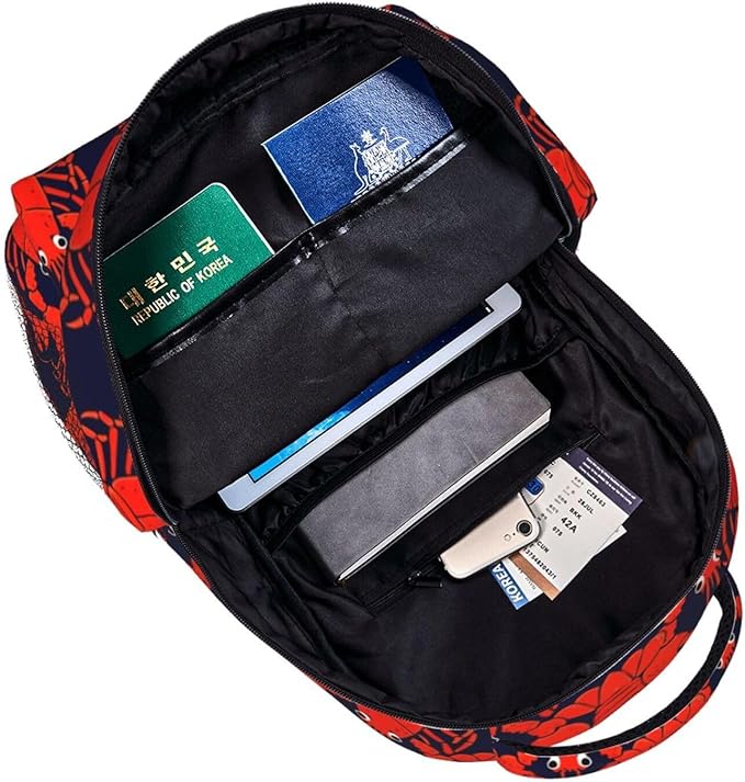 Lightweight Rucksack for Sports Travel Running, Big Capacity Multipurpose Anti-Theft Bookbag, Red Lobster Travel and Sport Backpack Rucksack