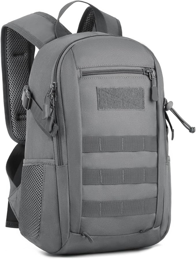 HUNTVP 10L Tactical Backpack Small Backpack Mini Daypack Military MOLLE Rucksack Gear Tactical Assault Pack Bag for Hunting Camping Trekking(10l-grey)