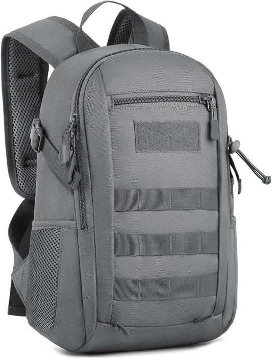 HUNTVP 10L Tactical Backpack Small Backpack Mini Daypack Military MOLLE Rucksack Gear Tactical Assault Pack Bag for Hunting Camping Trekking(10l-grey)