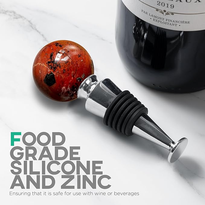 Homestia Red Gemstone Wine Stopper for Wine Bottles Vacuum Wine Bottle Stopper with Silicone Reusable Wine Corks, Leak Proof Keep Fresh Wine Preserver Wine Saver Wine Accessories