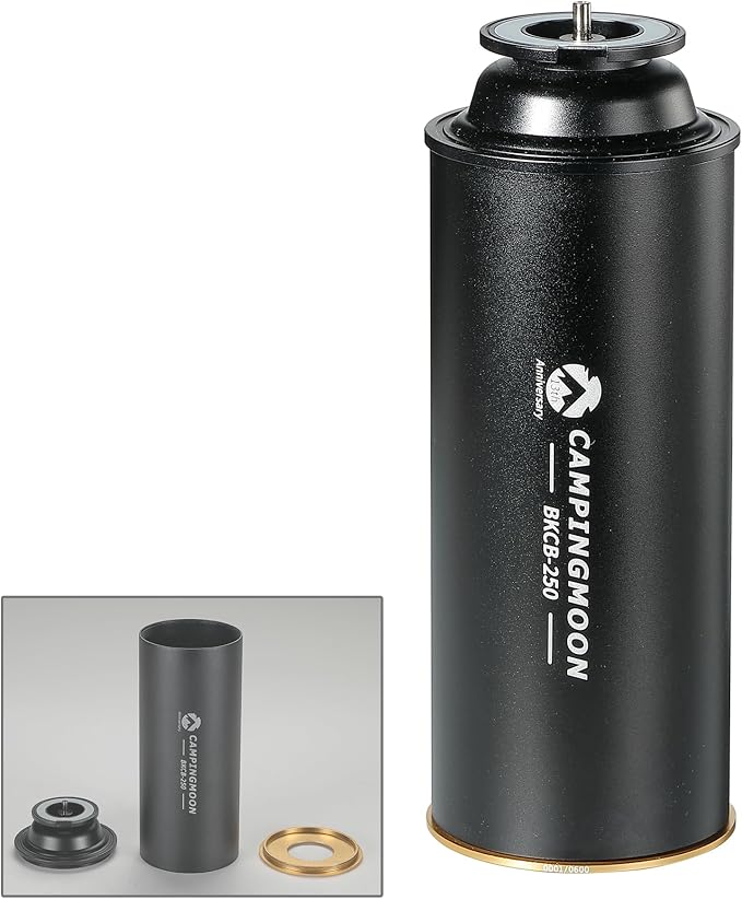 CAMPINGMOON Butane Stove Adapter w/Cassette Gas Can Shape for Standard Camping Canister with EN417 Lindal Valve Small Propane Tank BKCB-250 (Gas not included)