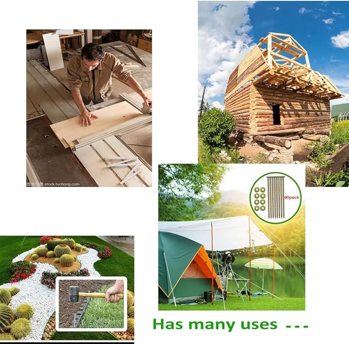 60 Count 8in Landscape Anchoring Stakes Artificial Turf Stakes Synthetic Grass Landscape High Temperature Quenching Used for Garden Lawn Yard,Paver Edging,Weed Barrier,Artificial Turf