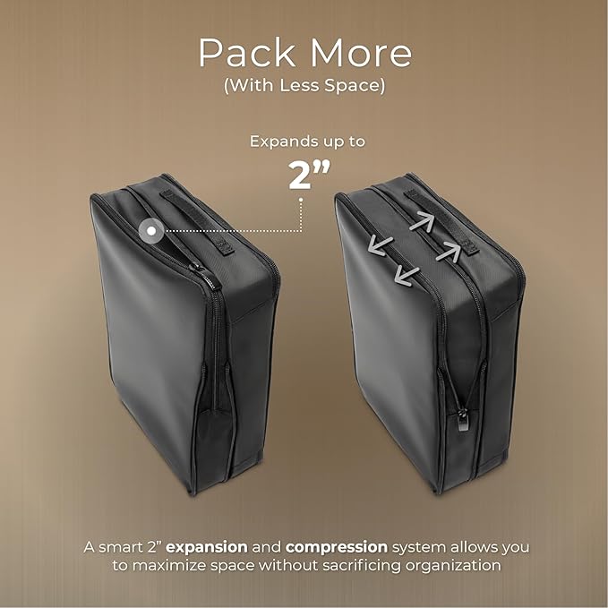 Briggs & Riley Compression Packing Cube Set for Women & Men - Bag Organizer for Checked Suitcase & Luggage, Pack Accessories for Vacation - 3-Piece, Black