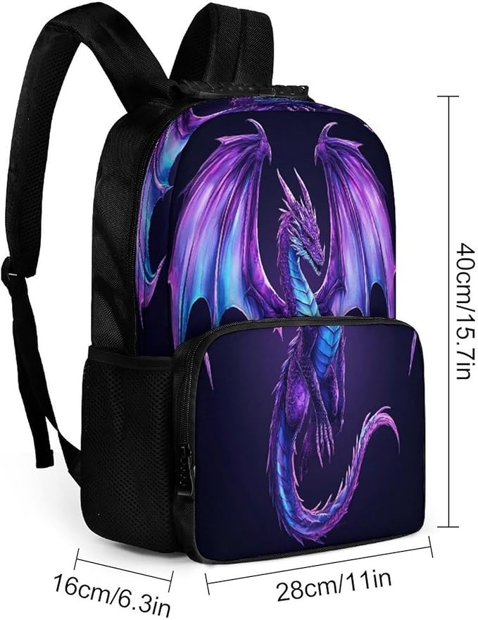 Adults Lightweight Purple Dragon Art Shoulder Book Bags Big Capacity Shoulder Bag With Adjustable Shoulder Straps for Trekking Work Walking Cycling
