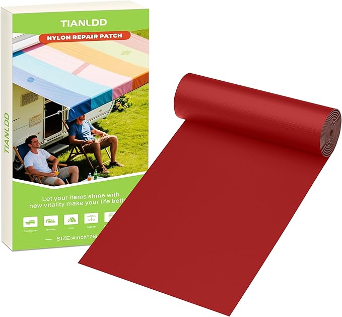 4x78in Nylon Repair Tape，Tent Repair Kit，Self Adhesive Waterproof Fabric Repair Tape for Tent, Umbrella, Sleeping Bag, Down Jackets,Knapsack.（Red）