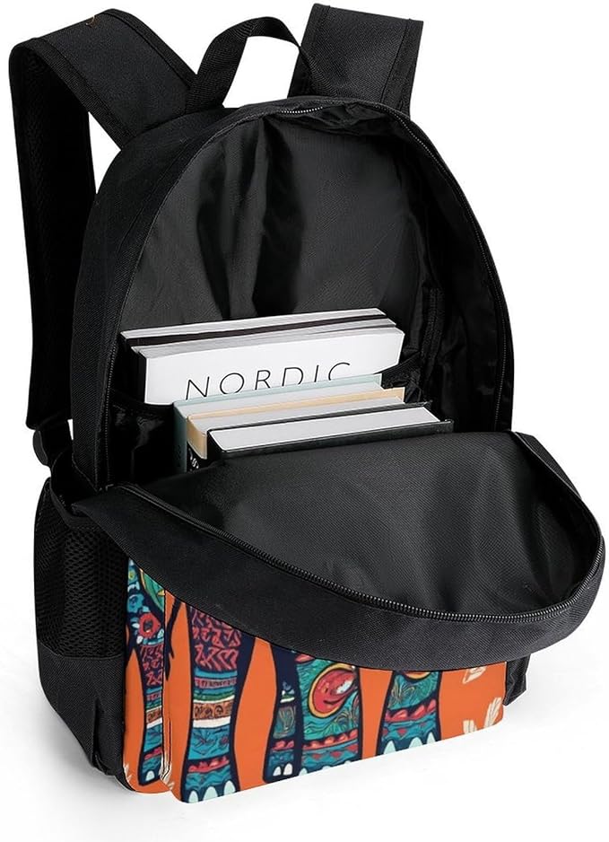 Rucksacks Multipurpose Anti-Theft Big Capacity Bookbag, African Tribal Nations Elephants Art Travel Hiking Camping Rucksack With Padded Straps