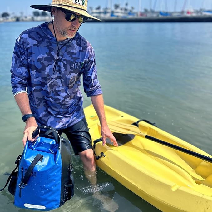 COR Surf Waterproof Dry Bag Backpack with Padded Laptop Sleeve Heavy Duty Roll-Top Pack (Dark Blue, 25L)