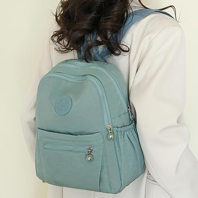 Simple Casual Solid Color Lightweight College Work Backpack Anti Theft Travel Backpack Daypack for Women (Grey Blue)