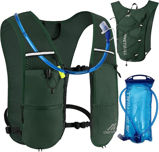 Running Vest for Women & Men, 6L Hydration Backpack with 2L Water Bladder, Lightweight Water Backpack for Trail Running, Marathon, Hiking, Cycling, Jogging, Adjustable Fit