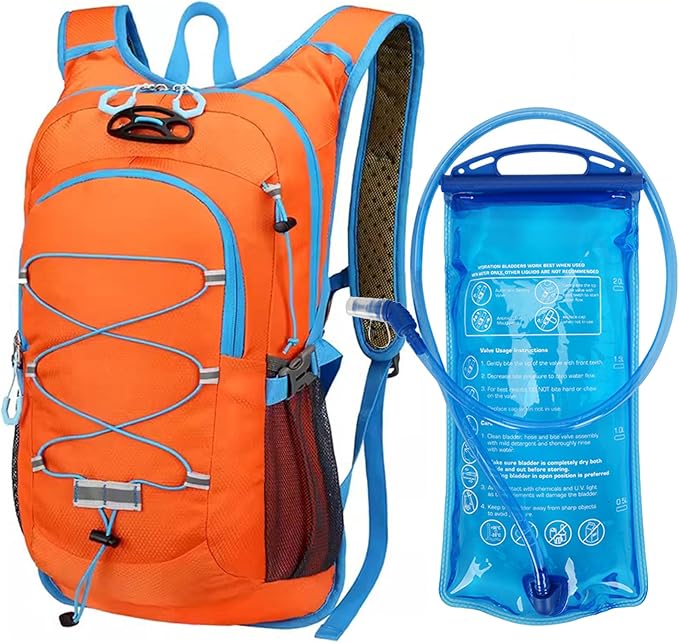 Outdoor Hydration Pack with 2L Water Bladder,Lightweight Running Backpack,Large Capacity Cycling Backpack,Daypack for Hiking Trail,Camping Backpack for Women Men