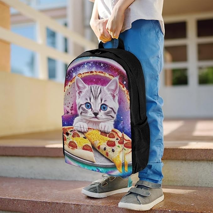 Supdreamc Adults Lightweight Galaxy Taco Cat Pizza Rucksacks Large Capacity Bookbag With Adjustable Shoulder Straps for Trekking Outdoors Bicycle