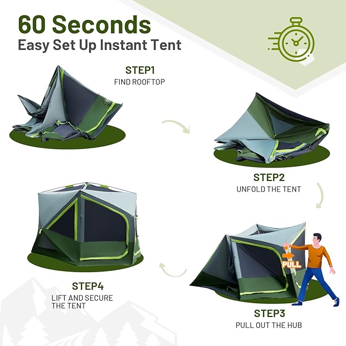 TIMBER RIDGE 4/6/8 Person Instant Pop Up Cabin Tent, Easy 60 Second Setup, Weather Resistant Camping Family Hub Tent with Rain Fly and Carry Bag for Outdoor Camping & Overlanding