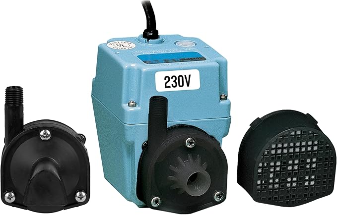Little Giant 2E-38NY 230 Volt, 300 GPH, 1/40 HP, Manual In-line/Submersible Small Oil-filled Aluminum Pump with 12-ft. Cord (Plug-less), Blue, 502216