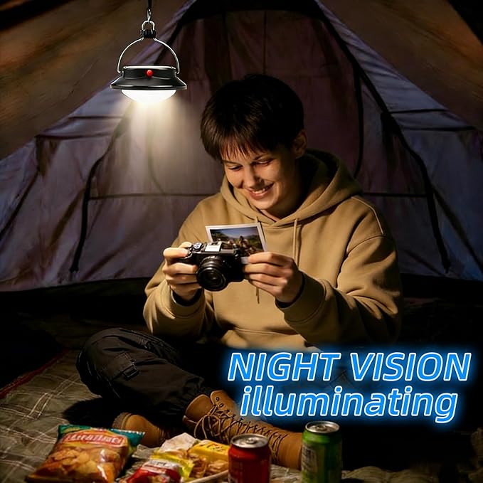 Portable Solar LED Camping Lantern, Lightweight & Compact 2000mAh Rechargeable Tent Light for Camping, Hiking, Backpacking, Fishing & Emergency Use, 350 Lumens, 5 Lighting Modes, IP67 Waterproof
