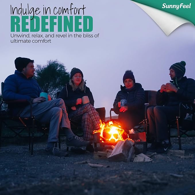 SUNNYFEEL Heated Camping Directors Chair, Heavy Duty,Oversized Outdoor Portable Heating Folding Chair with Side Table, Pocket for Beach, Fishing,Trip,Picnic,Lawn,Concert Foldable Camp Chairs